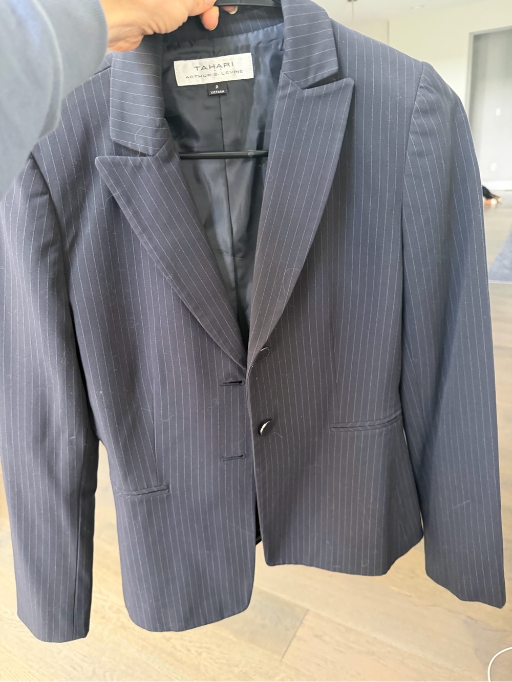 Navy Pinstripe women’s tahari Blazer - Classic Tailored Jacket
